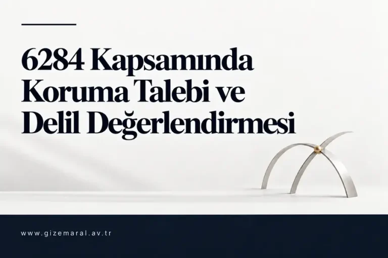 6284 sayısıyla başlayan koruma talebi başlığı, açık gri zeminde koyu harflerle yer alıyor; sağdaki gümüş yaylar altın noktada kesişiyor.