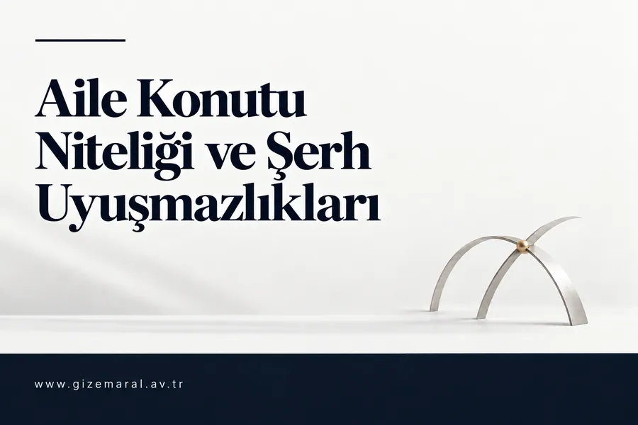 Konut niteliği ve şerh uyuşmazlıklarını anlatan üç satırlık lacivert başlığın altında geniş bir boşluk, sağında gümüş kemerler görülüyor.