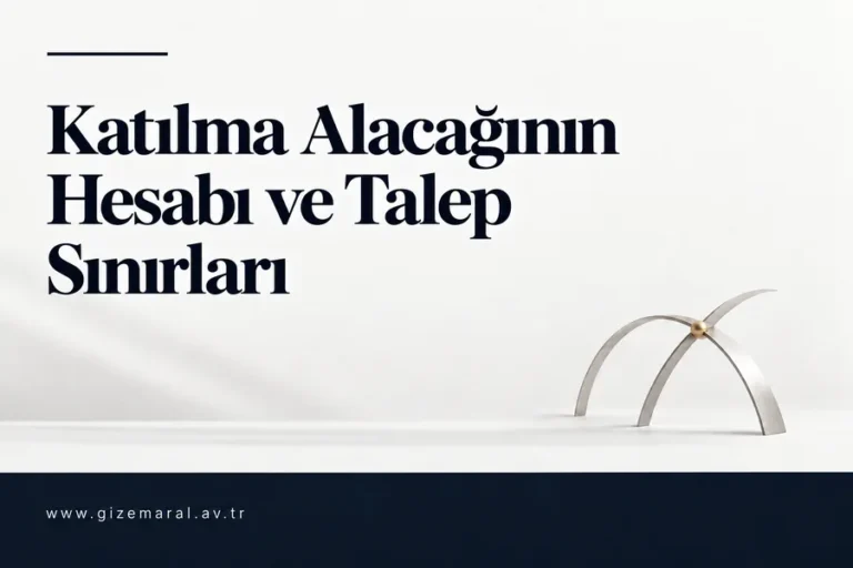 Katılma alacağının hesabını ve talep sınırlarını duyuran büyük serif yazı, sağdaki kesişen metal yaylarla aynı açık zemini paylaşıyor.