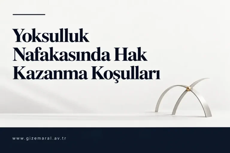 Nafakaya hak kazanma koşullarını belirten lacivert başlığın sağında, altın bir noktada birleşen gümüş kemerler yer alıyor.