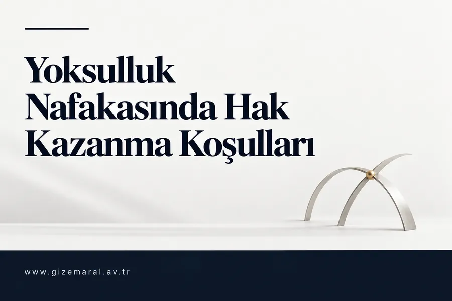 Nafakaya hak kazanma koşullarını belirten lacivert başlığın sağında, altın bir noktada birleşen gümüş kemerler yer alıyor.